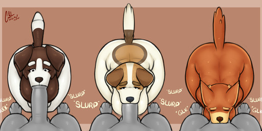 anthro balls_deep bird's-eye_view brown_body brown_fur deep_throat eyes_closed faceless_character faceless_male fellatio female floppy_ears fur genitals group group_sex high-angle_view kneeling kneeling_oral_position male male/female mature_female nude oral oral_penetration parallel_sex penetration penile penis red_body red_fur sex standing tail trio white_body white_fur alexnik bluey_(series) jack's_mum_(bluey) mackenzie's_mum_(bluey) rusty's_mum_(bluey) australian_kelpie border_collie canid canine canis collie domestic_dog herding_dog hunting_dog jack_russell_terrier mammal pastoral_dog sheepdog terrier 2026 absurd_res digital_media_(artwork) hi_res watermark