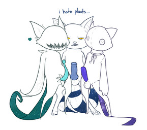 comparing comparing_penis dialogue foreskin genitals group knot male male/male penis plant plushie prehensile_penis simple_background text toy unusual_anatomy unusual_genitalia unusual_penis thedivinetemple blue_(himeros) teal_(himeros) violet_(himeros) animate_inanimate elemental_creature flora_fauna english_text