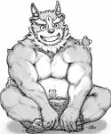 3_eyes 4_ears 5_fingers 5_toes ambiguous_gender anthro belly big_belly big_muscles biped claws convenient_censorship crossed_legs feet fingers fur fur_tuft group humanoid_feet humanoid_hands kemono larger_male looking_at_viewer male multi_ear multi_eye musclegut muscular muscular_male neck_tuft nude open_mouth open_smile overweight overweight_male plantigrade shadow simple_background sitting size_difference smaller_ambiguous smile snout solo_focus toe_claws toes tuft white_background dust_yang lifewonders tokyo_afterschool_summoners tsathoggua_(cthulhu) tsathoggua_(tas) canid canine goo_creature mammal unknown_species 5:6 absurd_res digital_drawing_(artwork) digital_media_(artwork) full-length_portrait greyscale hatching_(art) hi_res monochrome portrait shaded signature