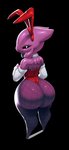 anthro big_butt bunny_costume butt clothing costume glistening glistening_body glistening_skin huge_butt looking_at_viewer looking_back looking_back_at_viewer male purple_body purple_skin simple_background solo thick_thighs sqoon beri_(sqoon) alien humanoid puwa 2020 digital_media_(artwork) hi_res