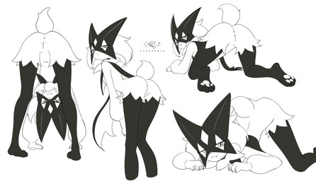 all_fours anthro anus bent_over big_butt butt eyelashes feet female genitals looking_at_viewer looking_back looking_back_at_viewer mask multiple_poses pawpads pose pupils rear_view simple_background slit_pupils solo thick_thighs vulva white_background wide_hips otokakoto nintendo pokemon generation_9_pokemon meowscarada pokemon_(species) absurd_res hi_res
