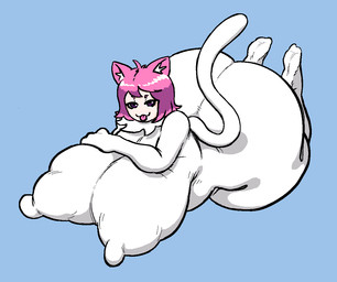 animal_ears areola areola_outline big_areola big_breasts big_butt big_nipples bodysuit breasts butt clothing eyebrows feet female female_humanoid front_view hair huge_areola huge_breasts huge_butt huge_nipples hyper hyper_breasts inner_ear_fluff looking_at_viewer lying nipple_outline nipples noseless on_front pink_eyebrows pink_hair pink_tongue purple_eyes simple_background skinsuit small_eyebrows solo tail three-quarter_view tight_clothing toes tongue tongue_out tuft white_background white_bodysuit white_clothing white_inner_ear_fluff white_skinsuit white_tail wide_hipped_female wide_hipped_humanoid wide_hips nsfwoaf telegram nekochan animal_humanoid cat_humanoid felid felid_humanoid feline feline_humanoid humanoid mammal mammal_humanoid 2026 digital_drawing_(artwork) digital_media_(artwork) full-length_portrait portrait