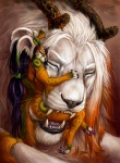 ambiguous_gender anthro antlers breasts butt duo female glamfur horn leucistic macro micro nude size_difference vera_(artist) vera_(vera) felid langurhali lion mammal pantherine