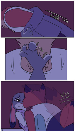 anthro between_legs bottomwear clothing collared_shirt dipstick_ears dipstick_tail directional_arrow dress_shirt duo ear_markings female fur grey_body grey_fur male markings multicolored_ears orange_body orange_fur pants paws purple_eyes rubbing_neck shirt simple_background tail tail_markings tail_motion tailwag three_frame_image topwear tuft undershirt hahstudios disney zootopia judy_hopps nick_wilde canid canine european_rabbit fox lagomorph leporid mammal oryctolagus rabbit red_fox true_fox comic