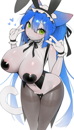 anthro biped blush breasts claws clothed clothed_anthro clothed_female clothing female fingers front_view fur hair navel simple_background smile solo standing tail teeth yuio domestic_cat felid feline felis mammal 2026 4:7 absurd_res digital_drawing_(artwork) digital_media_(artwork) hi_res