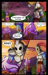 ambiguous_gender anthro armor clothed clothing dialogue female forest hat headgear headwear male mountain outside plant speech_bubble standing text tree vines absolutedream undertale undertale_(series) asriel_dreemurr rabbit_shopkeeper undyne whimsun beaver boss_monster_(undertale) bovid caprine lagomorph mammal rodent absurd_res comic english_text hi_res