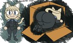 :3 all_fours big_butt blonde_hair box bulge butt cardboard cardboard_box container hair hiding male solo tail thick_thighs tuft wide_hips biofspades420 konami metal_gear tsukihime type-moon neco-arc raiden_(metal_gear) animal_humanoid cat_humanoid felid felid_humanoid feline feline_humanoid human humanoid mammal mammal_humanoid absurd_res crossover digital_media_(artwork) hi_res