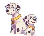 aged_up canid canine canis collar dalmatian domestic_dog feral male mammal marshall_(paw_patrol) milkymatsu80s nickelodeon open_mouth open_smile paw_patrol simple_background smile solo tongue unavailable_at_source white_background young young_feral