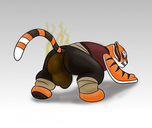 accident anthro embarrassed feces feces_in_ass feces_on_body feces_on_butt female pooped pooping soiled soiled_bottomwear soiling soiling_bottomwear solo serafim6394 dreamworks kung_fu_panda master_tigress felid mammal pantherine hi_res