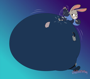 air_inflation anthro big_butt black_clothing black_eyebrows black_footwear black_gloves black_handwear black_shoes black_topwear black_vest blue_background blue_bottomwear blue_clothing blue_pants blue_shirt blue_topwear bottomwear buckteeth butt butt_expansion butt_slap clothing clothing_inflation expansion eyebrows eyelashes female female_anthro footwear gloves grey_body grey_ears grey_tail handwear huge_butt hyper hyper_butt hyper_pear inflation monobutt motion_lines pants pants_inflation pawpads pink_inner_ear pink_nose pink_pawpads police police_uniform purple_eyes rear_view scut_tail shirt short_tail simple_background slap slapping_own_butt slapping_self smile solo tail teeth topwear uniform vest ohdeeriemay disney zootopia judy_hopps european_rabbit lagomorph leporid mammal oryctolagus rabbit 2025 absurd_res colored digital_drawing_(artwork) digital_media_(artwork) flat_colors hi_res signature