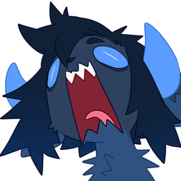 ambiguous_gender angry anthro black_hair blue_horn empty_eyes front_view fur grey_body grey_fur hair horn neck_tuft open_mouth pink_tongue simple_background solo teeth tongue tuft unsigned white_background corzh77 mammal 1:1 headshot_portrait icon portrait reaction_image