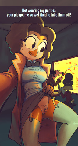 anthro balding beak big_breasts black_beak black_bottomwear black_bow_tie black_clothing black_eyebrows black_eyes black_hair black_pants black_skirt blue_clothing blue_legwear blue_shirt blue_thigh_highs blue_topwear bottomwear bow_tie breasts brown_body brown_clothing brown_feathers brown_suit brown_trenchcoat caption clothed clothed_anthro clothed_female clothed_male clothing clothing_lift coat collared_shirt desk dress_shirt eyebrows eyelashes feathers female female_anthro female_focus flashing flashing_pussy furniture garter_belt garter_straps genitals group hair hat headgear headwear humanoid_genitalia humanoid_vulva hunchback inside legwear looking_aside male male_anthro mouth_closed multicolored_beak multicolored_body multicolored_feathers no_underwear office open_mouth pants paper pink_beak pink_body pink_feathers pointer public red_clothing red_suit scuted_legs scutes selfie shirt skirt skirt_lift solo_focus suit table tan_body tan_feathers text thigh_highs top_hat topwear trenchcoat trio two_tone_beak two_tone_body two_tone_feathers unprofessional_behavior vulva white_text worried yellow_beak yellow_body yellow_feathers yellow_scutes drockdraw disney ducktales ducktales_(2017) scrooge_mcduck zan_owlson accipitriform anatid anseriform avian bird duck owl vulture 2025 absurd_res english_text hi_res