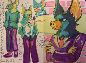 business_suit clothing male solo suit wiprogress dispatch sonar_(dispatch) bat humanoid mammal werebat werecreature absurd_res hi_res traditional_media_(artwork)