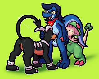 2_horns 2_toes 3_toes anal anthro anthro_on_anthro anthro_on_feral anthro_penetrating anthro_penetrating_feral bestiality black_body black_fur black_nose blue_body blue_hair blue_scales bodily_fluids claws cute_fangs deep_throat drooling eye_roll eyes_closed eyewear fangs feet fellatio female female_penetrated feral feral_penetrated finger_claws fur genitals glasses green_body grey_eyewear grey_glasses group hair hand_holding head_grab hip_grab horn interspecies kerchief looking_pleasured looking_up male male/female male_penetrating male_penetrating_female motion_lines open_mouth oral oral_penetration orange_body orange_fur penetration penile pink_claws purple_eyes red_kerchief rimming saliva scales sex smile spade_tail tail tan_body teeth toe_claws toes trio vulva white_claws white_horn yellow_kerchief yellow_sclera ultilix nintendo pokemon ulti_(ultilix) breloom generation_2_pokemon generation_3_pokemon houndoom lizard pokemon_(species) reptile scalie 2026