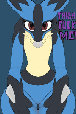 ambiguous_gender anthro blue_body blue_fur chest_tuft curvy_figure fur looking_at_viewer requesting sex_request simple_background smile solo thick_thighs tuft wide_hips swoomy nintendo pokemon canid canine generation_4_pokemon lucario mammal pokemon_(species) absurd_res digital_media_(artwork) hi_res