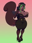 anthro big_breasts bimbofication breasts brown_body clothed clothing female footwear high_heels lips shoes skimpy_dress solo squirrel_tail thick_lips thick_thighs bitesize_art bitesize mammal rodent sciurid tree_squirrel absurd_res hi_res