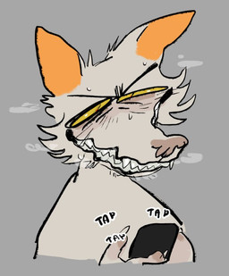 anthro aroused breath male panting shitpost simple_background smile solo tapping openfracturesday canid canine canis fox mammal digital_media_(artwork) meme sketch