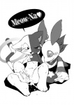 anthro anthrofied blush bodily_fluids claws drooling duo female genital_fluids genitals heart_symbol nude pussy saliva seductive sitting smile text tongue vaginal_fluids unknown_artist bandai_namco klonoa_(series) popka tat_(klonoa) domestic_cat felid feline felis mammal english_text monochrome