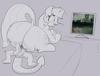 anthro bed big_butt bulge butt controller cutie_mark dominant dominant_female dominant_feral duo erection eyelashes facesitting female feral furniture game_controller hair hand_on_butt horn huge_butt humor lying male male/female motion_lines on_back sitting_on_another submissive submissive_anthro submissive_male text thick_thighs wide_hips young parumpi elden_ring friendship_is_magic fromsoftware hasbro my_little_pony mythology you_died_(meme) spike_(mlp) twilight_sparkle_(mlp) dragon equid equine mammal mythological_creature mythological_equine mythological_scalie reptile scalie unicorn 2022 english_text hi_res meme sketch pseudo_incest_(lore)