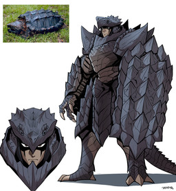 armor claws comparison creature_and_personification female photo_reference shield simple_background solo tail white_background gegegekman reptile scalie turtle 2023 absurd_res hi_res reference_image