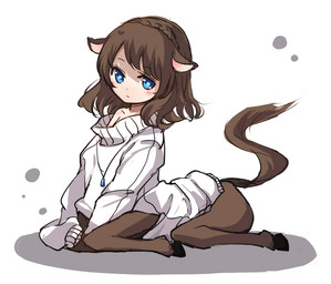 animal_ears blue_eyes brown_hair clothed clothed_female clothed_taur clothing female hair hooves light_body light_skin oversized_clothing oversized_sweater oversized_topwear simple_background sitting solo sweater tail topwear white_background white_clothing white_sweater white_topwear lr_alicekon european_mythology greek_mythology mythology centaur equid equid_taur humanoid_taur mammal mammal_taur taur 2014 full-length_portrait portrait