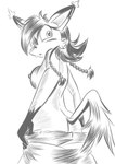 anthro breasts butt clothing dipstick_ears ear_markings female fur gloves_(marking) hair looking_back markings multicolored_ears nipples open_mouth rear_view solo tail undressing dawnelle archie_comics sega sonic_the_hedgehog_(archie) sonic_the_hedgehog_(comics) sonic_the_hedgehog_(series) nicole_the_lynx felid feline lynx mammal greyscale monochrome sketch