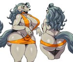 anthro big_butt breasts butt clothed clothing dress female mostly_nude skimpy solo sssonic2 dog_knight_rpg orinette_(ceehaz) borzoi canid canine canis domestic_dog hunting_dog mammal sighthound alternate_version_at_source hi_res