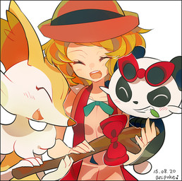 3_fingers ^_^ ambiguous_anthro ambiguous_gender anthro arm_tuft biped black_body blonde_hair blush blush_lines bow_ribbon breasts cheek_tuft chest_tuft clothed clothed_female clothed_human clothing collarbone cute_fangs dress eyebrows eyelashes eyes_closed eyewear eyewear_on_head facial_tuft fangs female female_human fingers front_view fully_clothed fully_clothed_female fully_clothed_human fur group hair hat headgear headwear inner_ear_fluff leaf multicolored_body multicolored_fur nude_ambiguous nude_anthro on_another open_mouth open_smile orange_body orange_fur orange_inner_ear_fluff pointy_ears prick_ears red_clothing red_dress red_hat red_headwear shoulder_tuft simple_background small_breasts smile snout standing sunglasses sunglasses_on_head tail teeth trio tuft wearing_sunglasses white_background white_body white_fur yellow_body yellow_fur auko nintendo pokemon serena_(pokemon) braixen canid generation_6_pokemon human mammal pancham pokemon_(species) 2015 cel_shading colored dated digital_drawing_(artwork) digital_media_(artwork) shaded female_(lore) male_(lore)