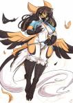 anthro avian_feet beak bird_legs breasts clothing eyewear female genitals glasses green_eyes hair nipples non-mammal_breasts non-mammal_nipples pussy solo standing tail thick_thighs spirale amber_(teckly) avian bird hi_res