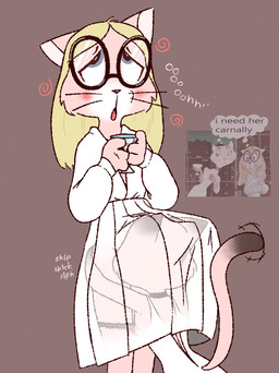 anthro blonde_hair cunnilingus duo eyewear female female/female fur glasses group hair oral pink_body pink_fur pulled_down_panties sex vaginal wearing_glasses funnysillydog arm_&_hammer jessica_(arm_&_hammer) unnamed_arm_&_hammer_cat domestic_cat felid feline felis mammal