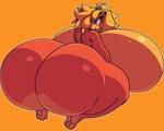 anthro big_breasts big_butt blonde_hair breasts butt eyebrows feet female green_eyes hair huge_breasts huge_butt hyper hyper_breasts nude orange_body solo toes colacoot cola_bandicoot bandicoot mammal marsupial 2024 5:4 hi_res