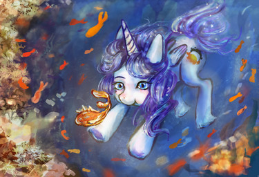 anthro diving female solo swimming whitepawws hasbro my_little_pony fan_character equid equine horse mammal pony