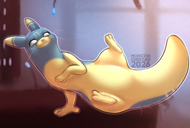 ambiguous_gender feet feral fingers fur looking_at_viewer smile solo tail toes whiskers monstercheetah rain_world videocult slugcat 2026 digital_drawing_(artwork) digital_media_(artwork) hi_res