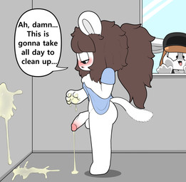 after_masturbation anthro balls bedroom_eyes being_watched blush bodily_fluids cum cum_everywhere cum_on_wall dialogue excessive_cum excessive_genital_fluids female flaccid genital_fluids genitals looking_at_another male messy narrowed_eyes penis seductive solo voyeur tonytoran tina_(tonytoran) tony_(tonytoran) chinchilla chinchillid lagomorph leporid mammal rabbit rodent hi_res