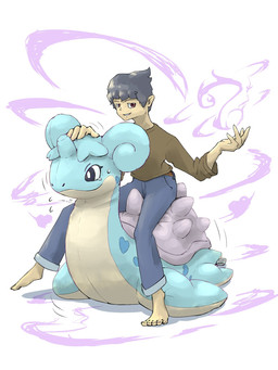 5_fingers 5_toes ambiguous_gender blue_body blue_scales clothed clothing duo fabric feet feral fingers flippers frozen_expression hair horn implied_transformation inanimate_transformation magic male on_another plushie plushie_tag plushification scales seam_(sewing) shell simple_background tag_(sewing) tan_body tan_scales toes transformation white_background kareha_21909 nintendo pokemon generation_1_pokemon human lapras mammal pokemon_(species) 3:4 hi_res