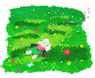 anthro barefoot black_sleeves clothed clothed_anthro clothed_male clothing eyes_closed eyewear feet floppy_ears flower fully_clothed fully_clothed_anthro fully_clothed_male fur glasses grass green_clothing green_eyewear green_glasses green_robe horn lop_ears lying male on_back pink_horn pink_scarf plant robe scarf solo white_body white_fur gerdew deltarune undertale_(series) ralsei bovid caprine goat mammal hi_res