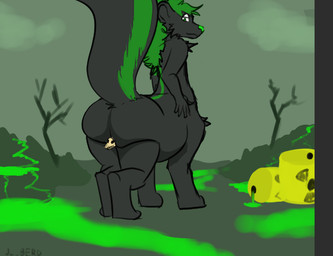 bone death disposal male male_pred skull solo toxic toxic_waste vore wasteland j_berd syfer_(skunk) mammal mammal_taur mephitid mephitid_taur skunk skunk_taur taur