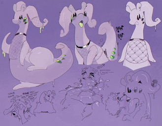 ambiguous_gender anthro bestiality biped blush butt clothing dialogue duo feral fishnet_clothing french_kissing fur green_body green_tongue interspecies kissing looking_at_viewer male multicolored_body open_mouth plap pokephilia purple_background purple_body simple_background slime sound_effects text tongue goonie-san nintendo pokemon goon_(goonie_san) canid canine canis domestic_dog generation_6_pokemon goo_creature goodra mammal pokemon_(species) english_text