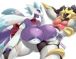 anthro areola big_breasts blue_eyes breasts cleavage clothed clothing duo featureless_crotch female hair huge_breasts male male/female nude red_eyes simple_background thick_thighs wide_hips zacianswords nintendo pokemon hedi_(echovalia) altered_forme_giratina froslass generation_4_pokemon ghost giratina humanoid legendary_pokemon pokemon_(species) spirit 2021 digital_media_(artwork) hi_res