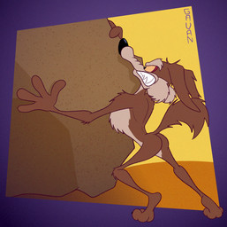 4_fingers angry anthro arched_back arched_soles bared_teeth bent_legs biped black_eyes black_nose boulder brown_body brown_fur butt butt_pose casual_nudity claws clenched_teeth curvy_figure desert ears_back feet fingers foot_focus fur humanoid_feet humanoid_heel male nude pivoted_ears plantigrade pose pushing raised_heel raised_tail rear_view rock sharp_teeth soles solo spine standing_on_toes tail tan_body tan_fur teeth tiptoes toe_claws toony yellow_sclera gavanzude looney_tunes warner_brothers wile_e._coyote canid canine canis coyote mammal alternate_version_at_paywall digital_drawing_(artwork) digital_media_(artwork) flat_colors hi_res pinup signature