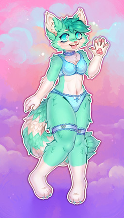 bra clothed clothing collar female panties sky skyscape solo underwear underwear_only timauwu felid feline mammal absurd_res hi_res