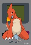 anthro blue_penis blue_tongue bodily_fluids claws cum fire flaming_tail genital_fluids genitals male penis solo tail tongue conditional_dnp pawsta game_boy game_boy_family nintendo pokemon charmeleon generation_1_pokemon pokemon_(species) scalie hi_res