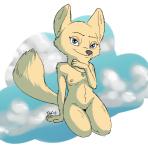 2018 anthro biped blue_eyes breasts canid canine cloud disney female fox jewelry kneeling looking_at_viewer mammal navel necklace nipples nude signature sky skye_(zootopia) skyscape solo tggeko zootopia