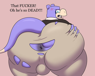 angry anthro anus bent_over big_butt black_clothing black_sweater black_topwear blue_eyes bottomwear bulge butt butt_grab claws clothing cross-popping_vein exclamation_point fur hand_on_butt hand_on_own_butt huge_butt looking_at_butt looking_at_own_butt looking_at_self looking_back male multicolored_body multicolored_fur obese obese_anthro obese_male overweight overweight_anthro overweight_male pants profanity purple_body purple_ears purple_fur purple_tail rear_view sharp_teeth shirt solo sweater tail tan_body tan_bottomwear tan_clothing tan_fur tan_nose tan_pants teeth text thick_thighs topwear torn_bottomwear torn_clothing torn_pants tusks two_tone_body two_tone_fur white_claws white_clothing white_shirt white_topwear colossalstars nintendo pokemon generation_1_pokemon pokemon_(species) slowpoke 2025 5:4 digital_media_(artwork) english_text hi_res