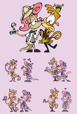 blue_bottomwear blue_clothing blue_skirt bottomwear clothing duo female hair heart_symbol male male/female pink_hair simple_background skirt smile white_background drewblueberry camp_lazlo cartoon_network lazlo_(camp_lazlo) patsy_smiles haplorhine herpestid mammal mongoose monkey primate reptile scalie snake