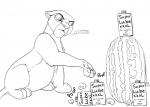 annoyed backlash91 black_and_white conditional_dnp dialogue digital_drawing_(artwork) digital_media_(artwork) disney ellipsis english_text felid female feral food fruit it'll_never_fit line_art lion lube mammal melon monochrome nala_(the_lion_king) pantherine pawpads plant quadruped side_view sitting solo sound_effects speech_bubble speechless text the_lion_king watermelon wtf_face