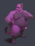 anthro balls black_background ear_piercing erection feet fingers fur genitals glare hair hand_on_moob looking_at_viewer male moobs nipples nude overweight overweight_anthro overweight_male penis piercing purple_body purple_fur purple_hair simple_background slightly_chubby slightly_chubby_male solo standing tail conditional_dnp erobos redic-nomad ankama dofus fan_character leliel demigod domestic_cat ecaflip felid feline felis mammal 3:4 hi_res