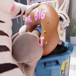 ambiguous_penetration anthro anthro_penetrated balls big_butt black_stripes blue_clothing bouncing_butt butt clothed clothing dessert detailed_background doughnut duo erection female female_penetrated food from_behind_position fur genitals grey_body grey_fur huge_butt interspecies looking_back male male/female male_penetrating male_penetrating_female mostly_nude muscular muscular_male narrowed_eyes nipples nude pastry penetration penile penile_penetration penis pink_text purple_eyes sex short_tail shortstack size_difference sprinkles stripes tail text topwear trash_can white_body white_fur snips456fur disney judy_stuck_in_donut_redraw zootopia judy_hopps felid feline felis lagomorph leporid mammal pantherine rabbit tiger 1:1 2024 3d_(artwork) 3d_animation animated colored digital_media_(artwork) english_text loop short_playtime sound video female_(lore)