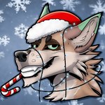 anthro holidays male solo zhekathewolf christmas new_year canid canine mammal 1:1 2_frame_animation animated icon portrait short_playtime