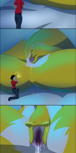 anthro black_border border camera duo extreme_size_difference female female_pred genitals male masturbation oral_vore size_difference vore vulva eyeofcalamity arokha_(human) leshana human mammal 2012 absurd_res hi_res long_image tall_image